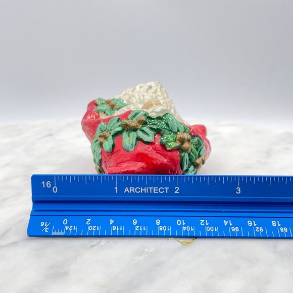 Santa Claus Head Face Ornament Bauble Christmas Plastic Poinsettia Hollow Glitte - Picture 4 of 8